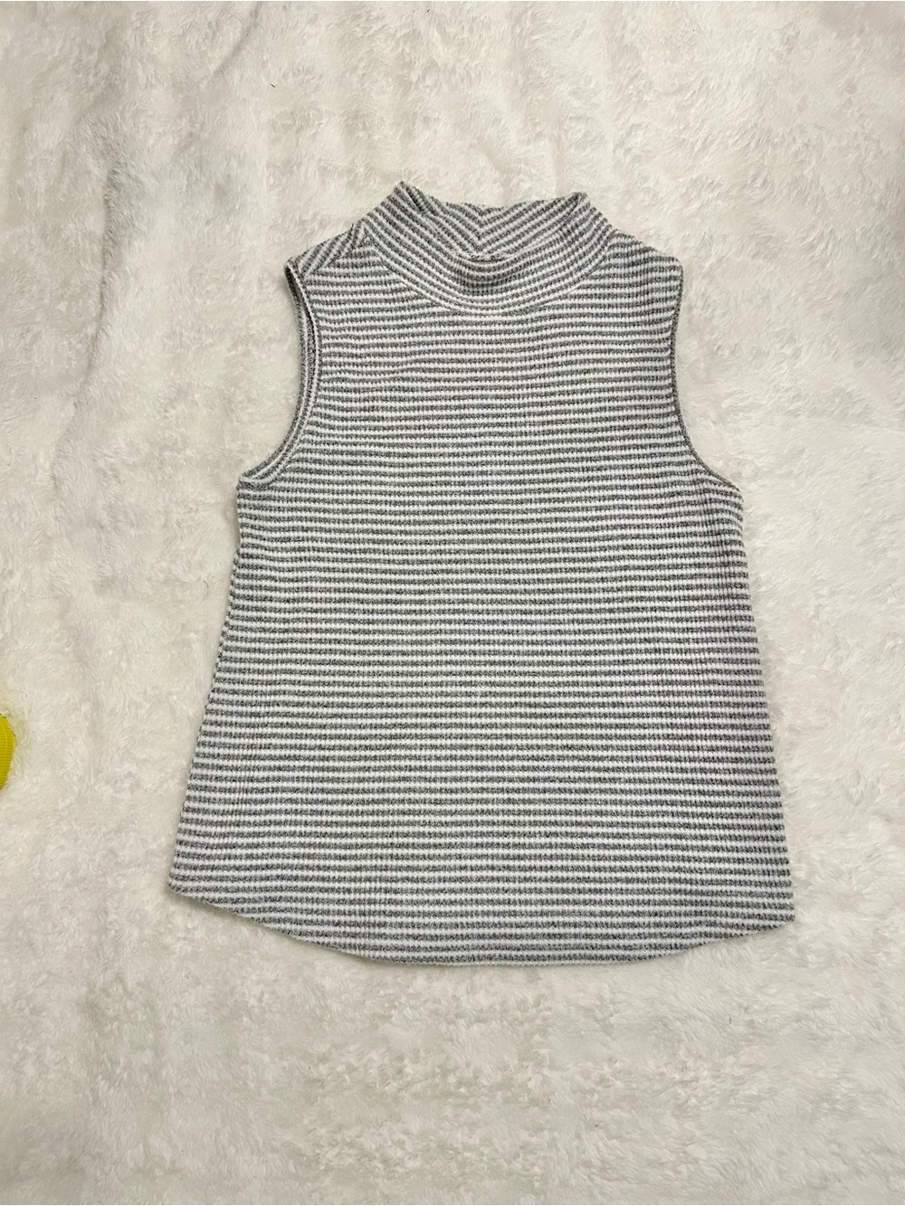 Chico's Sleeveless Mock Neck Striped Tank - Gray & White